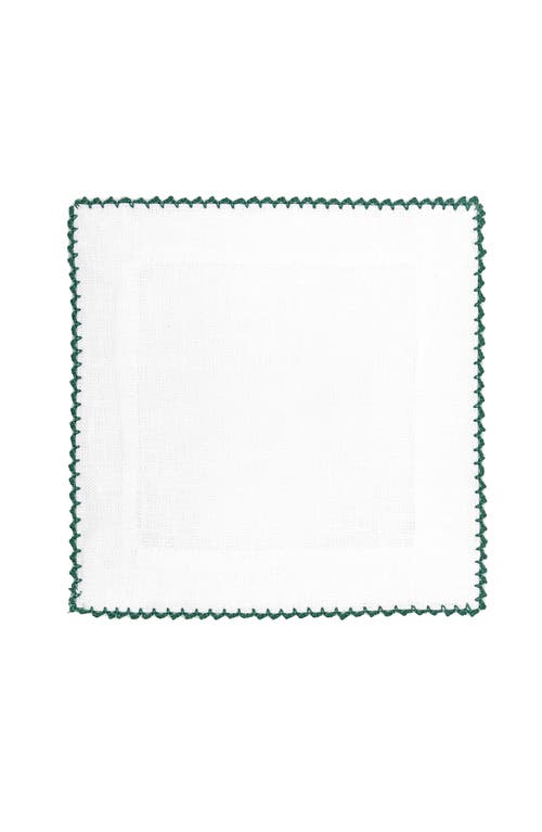 Tina Chen Designs Picot Edge Set Of 4 Linen Cocktail Napkins In Green