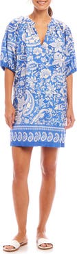 Karen Kane Puff Sleeve Cotton Peasant Dress