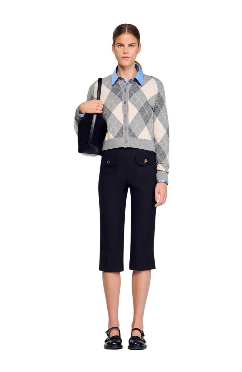 SANDRO Argyle pattern cardigan, Alternate, color, Grey