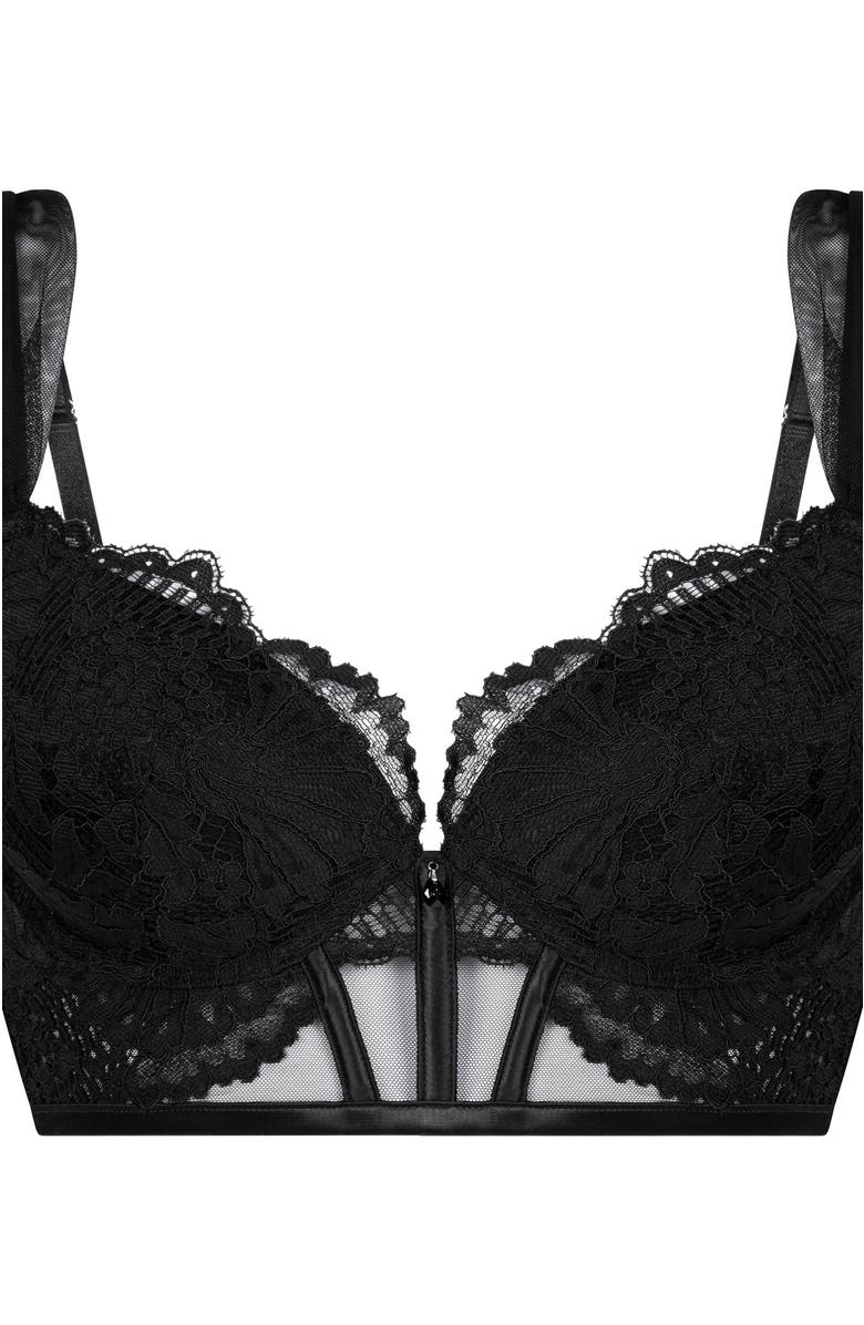 Hunkemöller Whitney Padded Underwired Longline Push-Up Bra, Alternate, color, Black