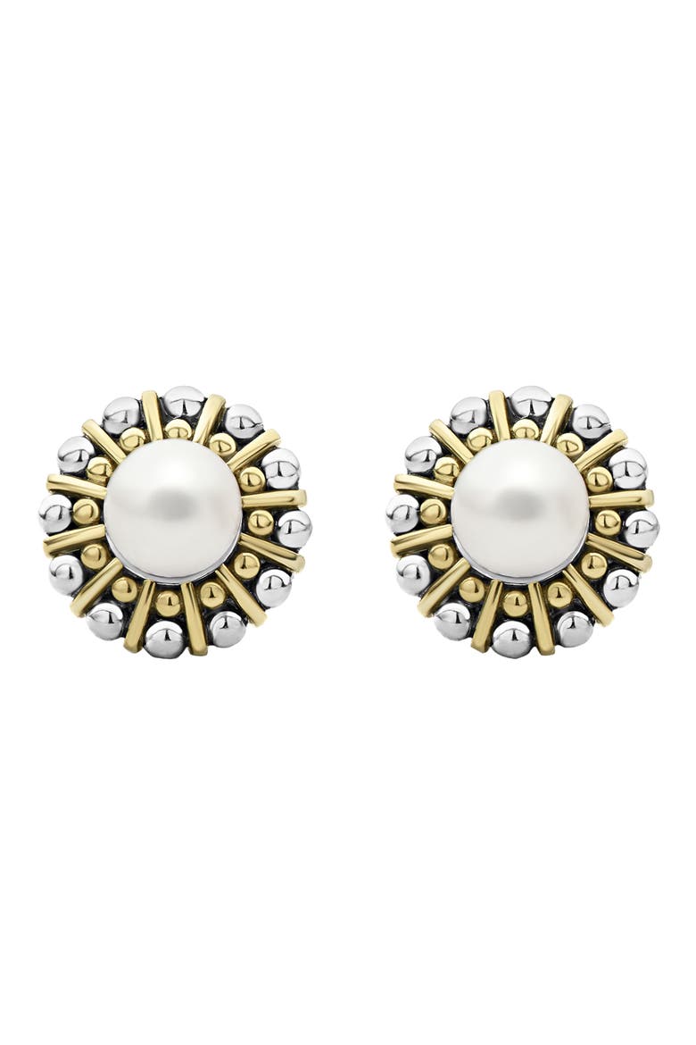 Luna Cultured Pearl Stud Earrings, Main, color, PEARL