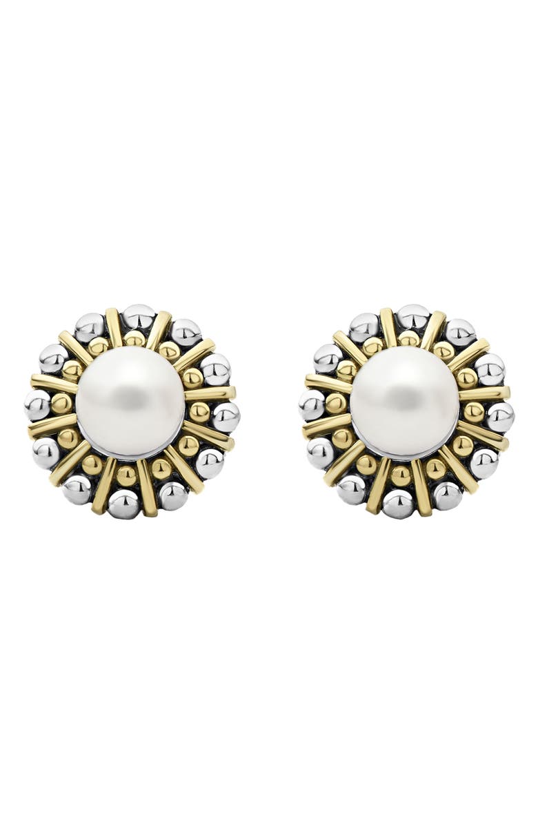 LAGOS Luna Cultured Pearl Stud Earrings, Main, color, 