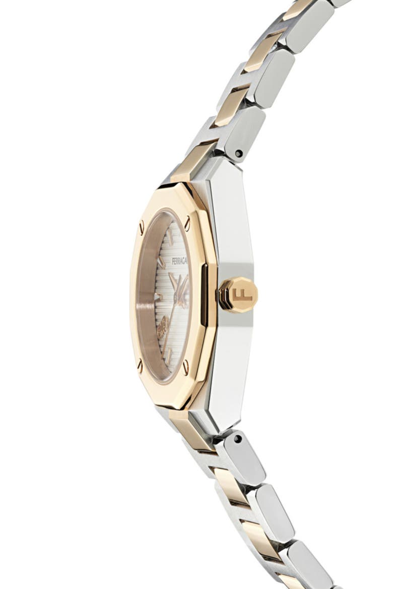Edge Bracelet Watch, 28mm, Alternate, color, WHITE/ TWO TONE