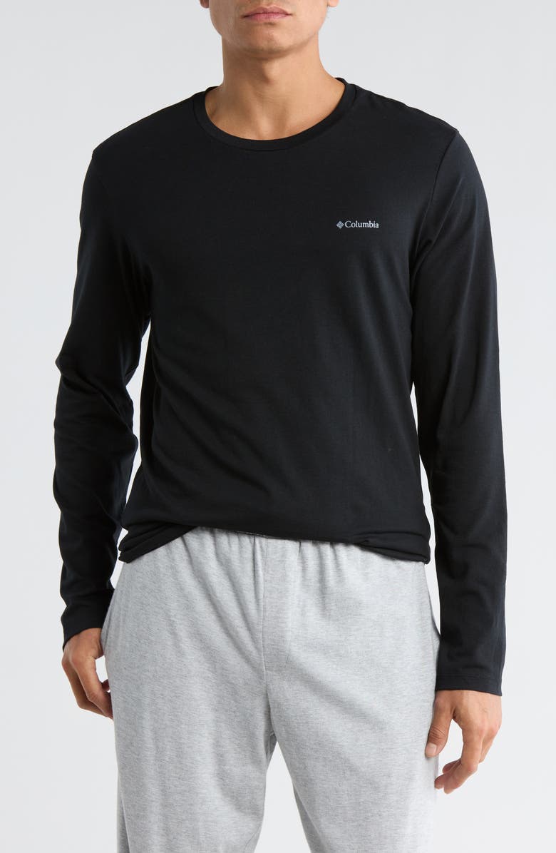 Columbia Long Sleeve Pajama T-Shirt, Main, color, Solid Black