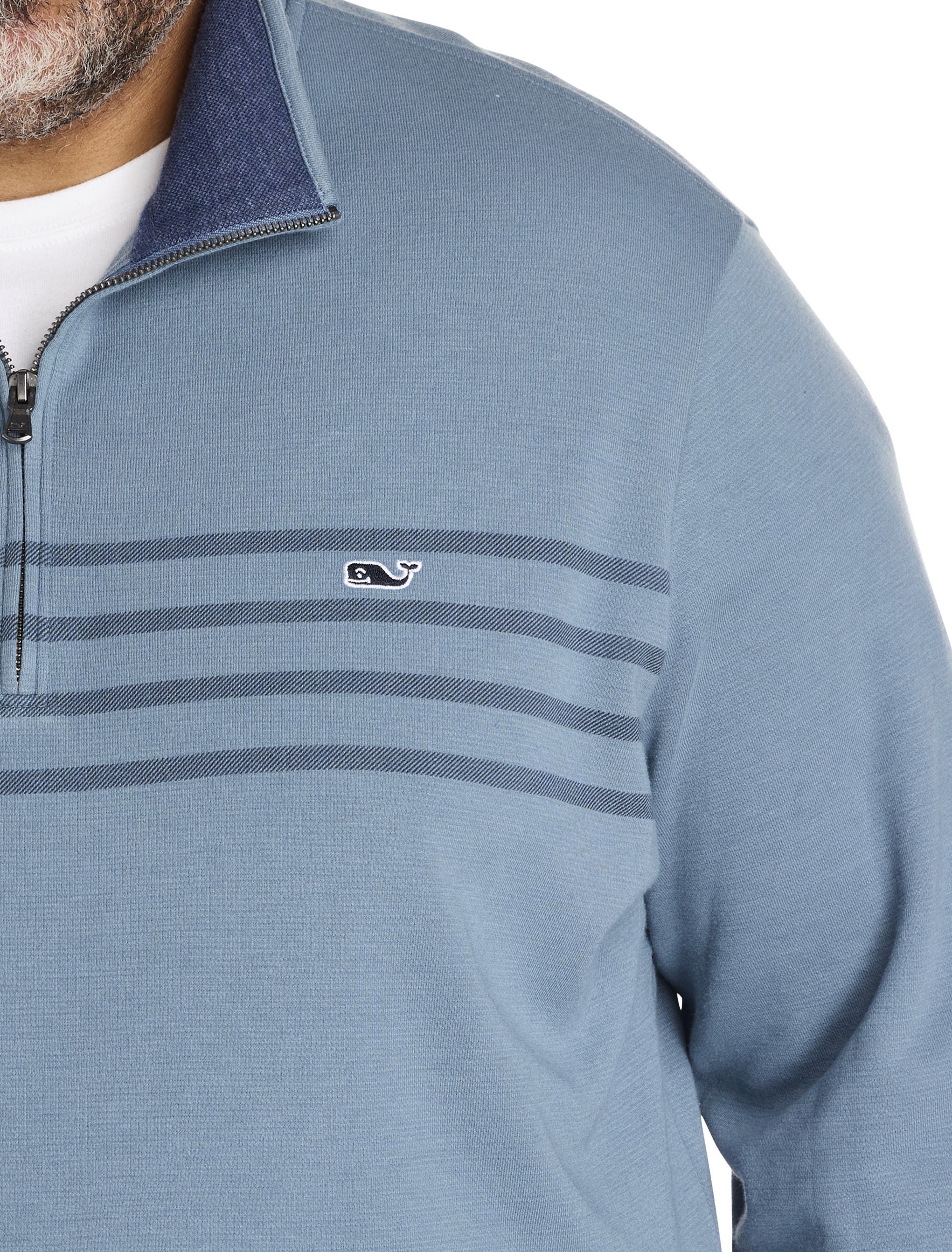 Big & Tall Brenton Stripe Saltwater 1/4-Zip Pullover - image 2