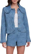 Avec Les Filles Crop Stretch Cotton Eyelet Jacket