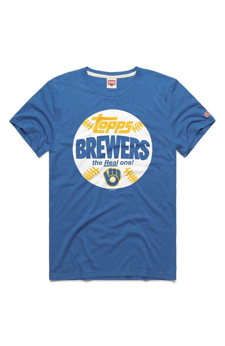 Homage Men's Homage Royal Milwaukee Brewers MLB x Topps Baseball The Real One Tri-Blend T-Shirt, Main, color, Royal