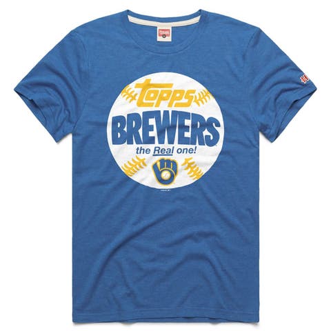 Men's Homage  Royal Milwaukee Brewers MLB x Topps Baseball The Real One Tri-Blend T-Shirt