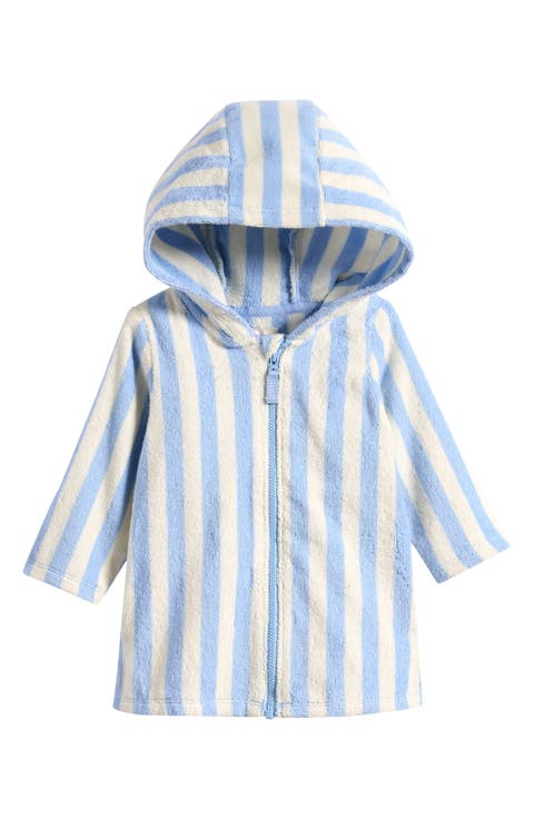 Stripe Hooded Organic Cotton Terry Cover-Up