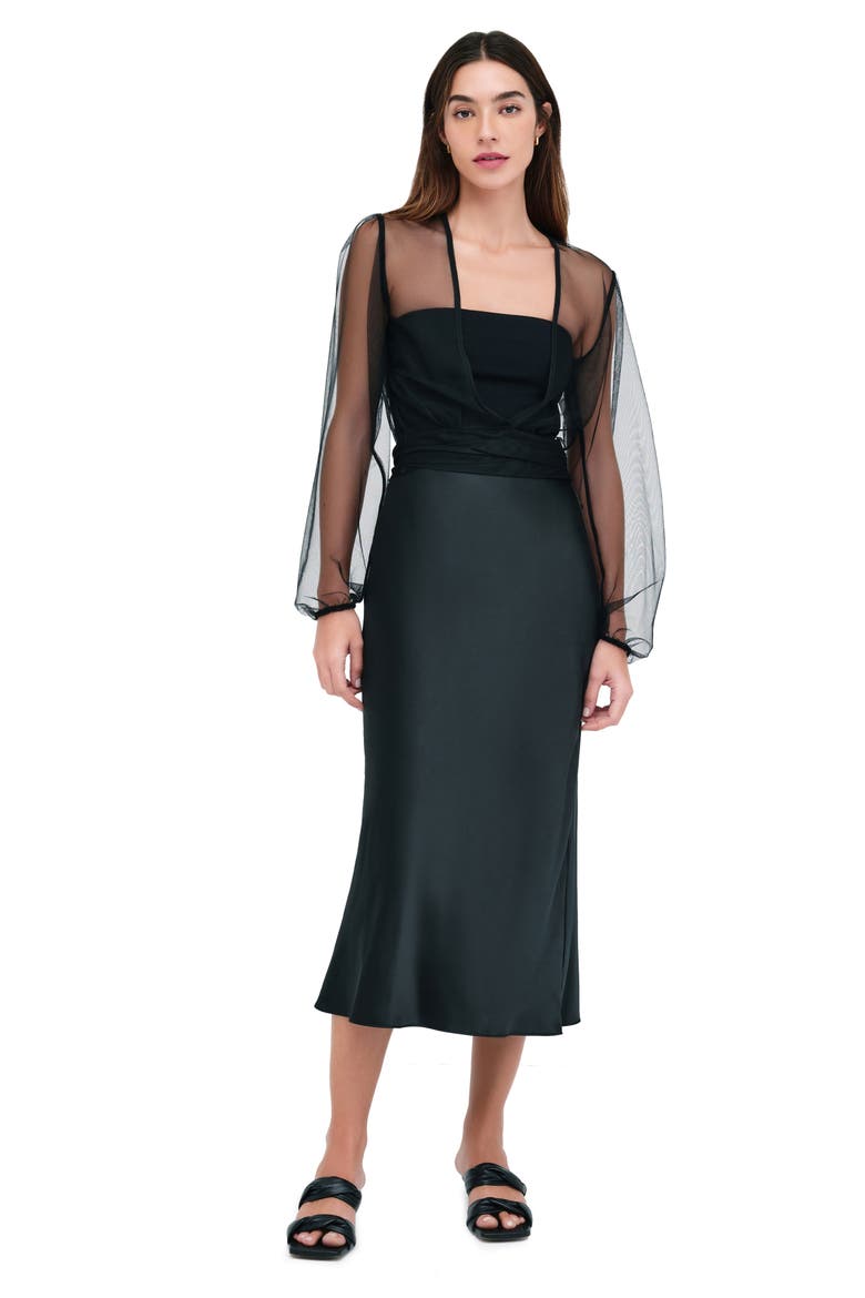 Verona Sheer Mesh Wrap Bolero, Alternate, color, BLACK