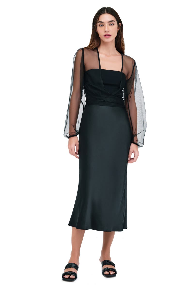 Marcella Verona Sheer Mesh Wrap Bolero, Alternate, color, Black