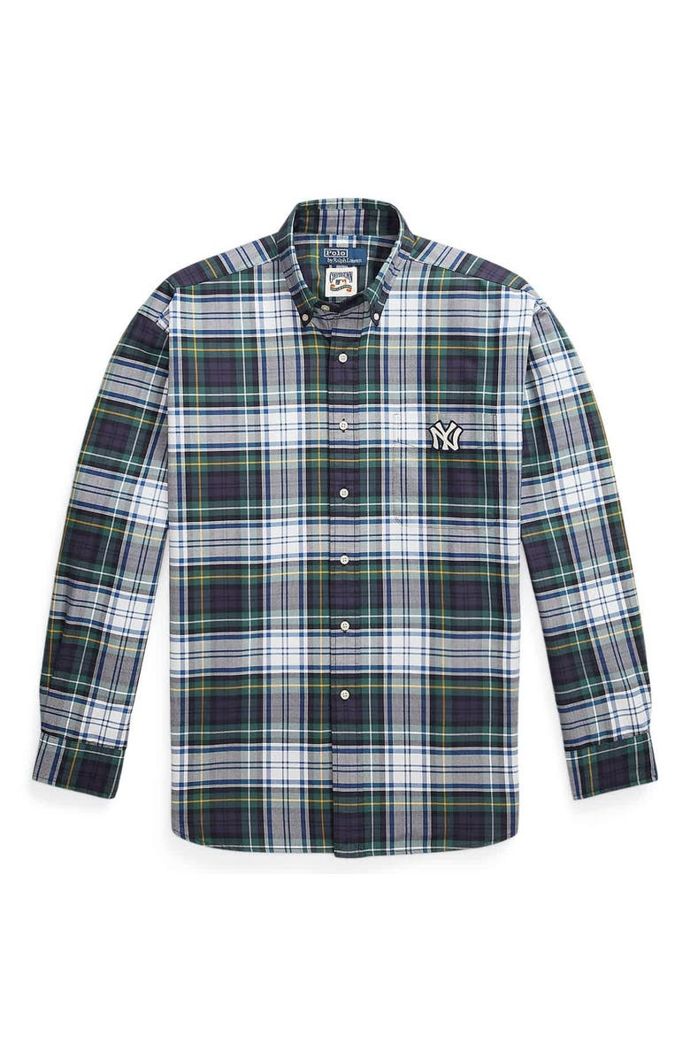 Polo Ralph Lauren Navy Yankees Flannel Oxford Shirt, Alternate, color, 