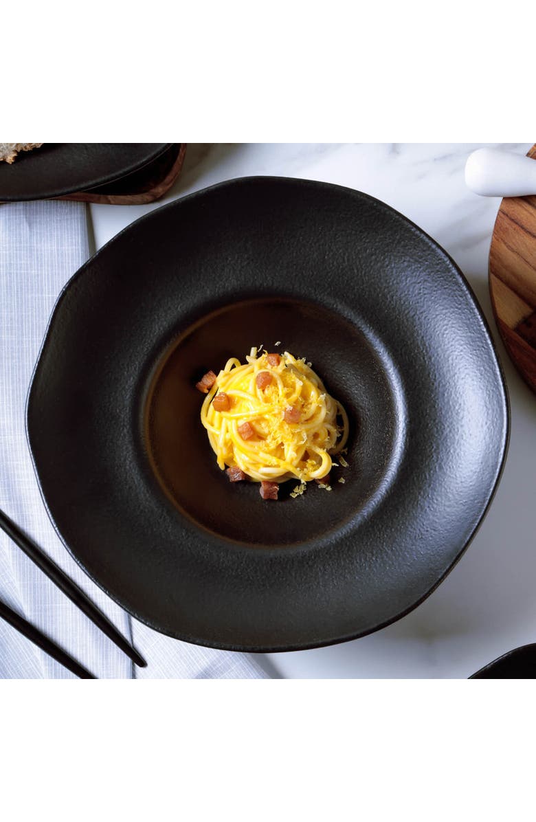 Porto Brasil Deep Rim Plate Set of 4, Alternate, color, Matte Black