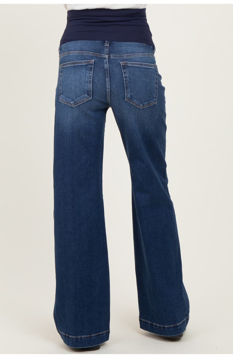 PinkBlush Dark Wash Wide Leg Maternity Jeans, Alternate, color, Navy Blue