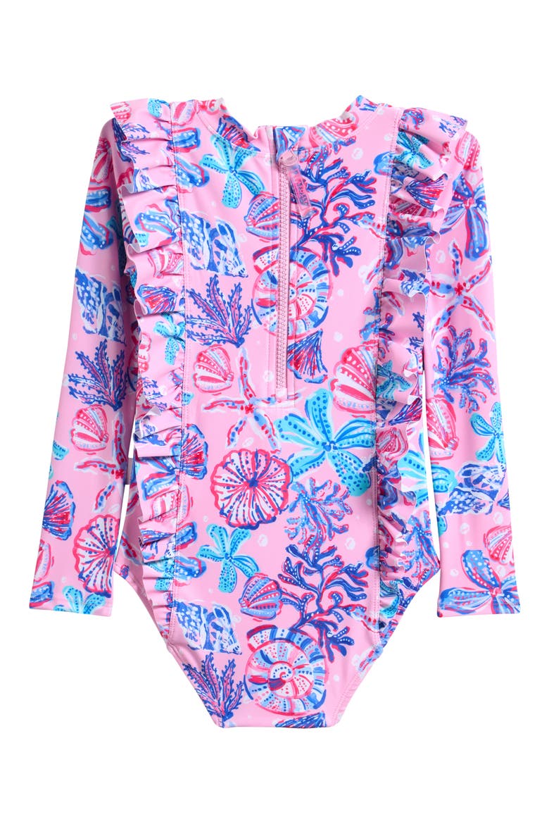 Kids' Coral Sea Long Sleeve UPF 50+ One-Piece Rashguard Swimsuit, Alternate, color, CORAL SEA