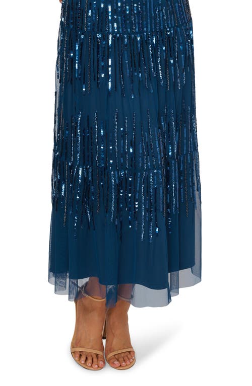 ADRIANNA PAPELL ADRIANNA PAPELL SEQUIN TIERED MESH GOWN 