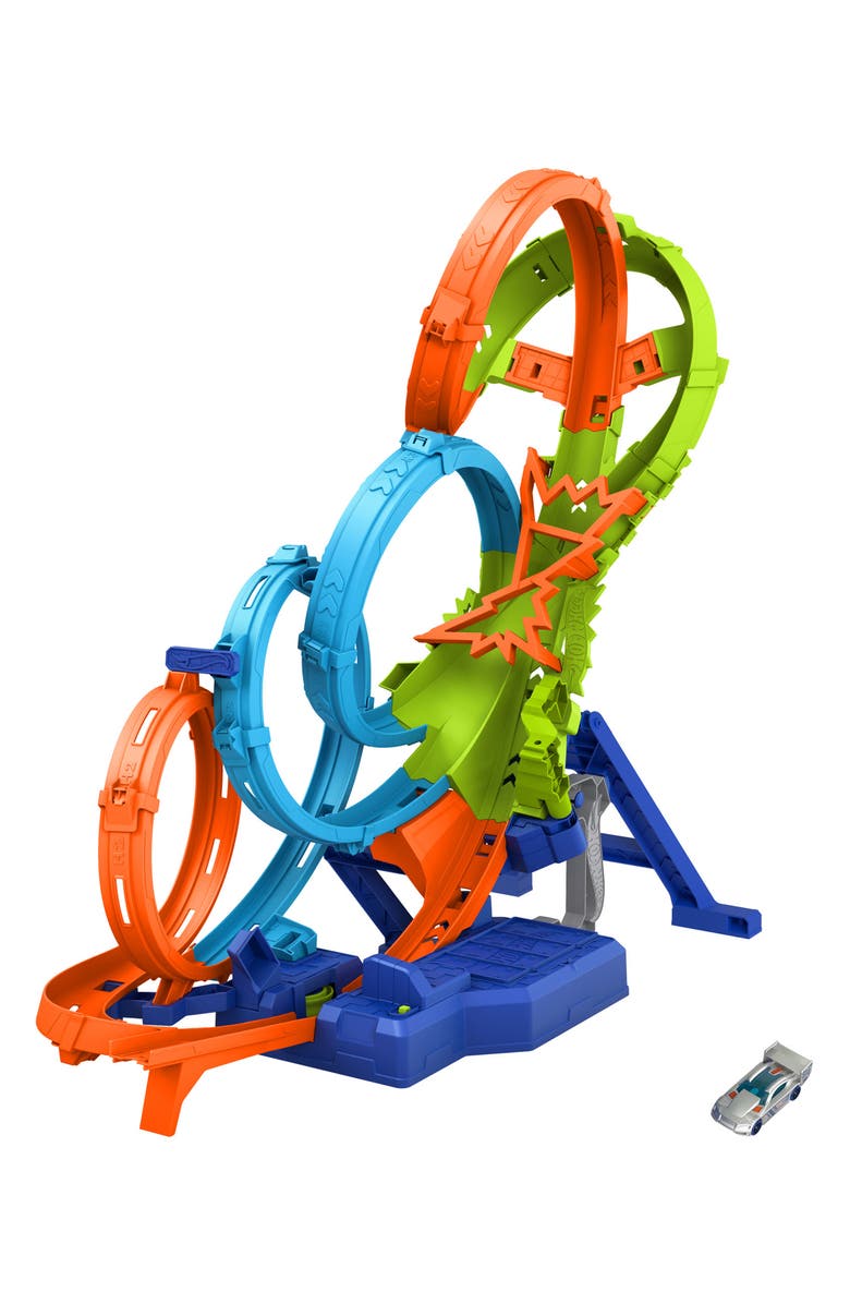 Hot Wheels Action 4-Loop Crash Out Track Playset, Main, color,