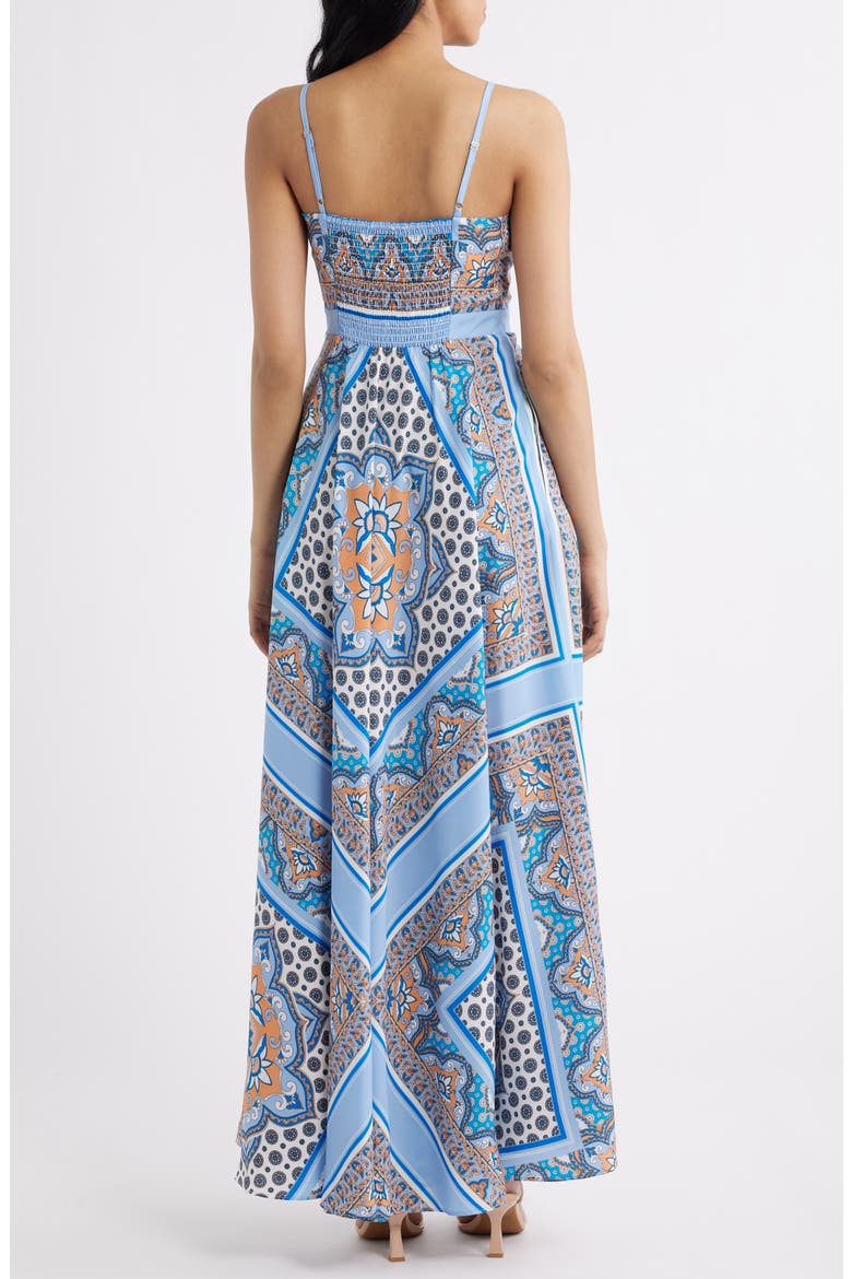 Tie Front Maxi Sundress, Alternate, color, BLUE MULTI