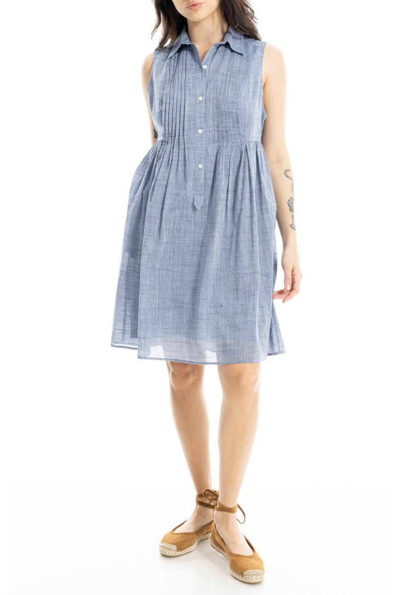Sleeveless Cotton Chambray Shirtdress, Alternate, color, CHAMBRAY