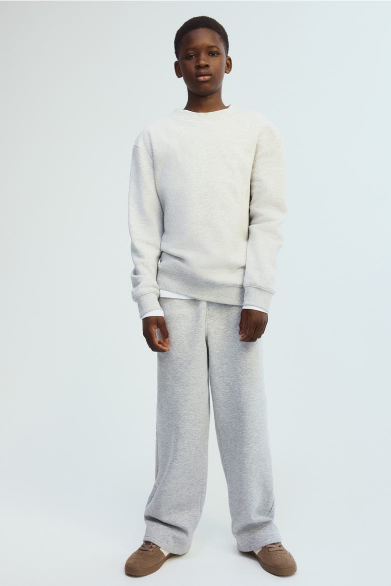 Wide-leg Brushed-inside Joggers, Alternate, color, Light gray melange