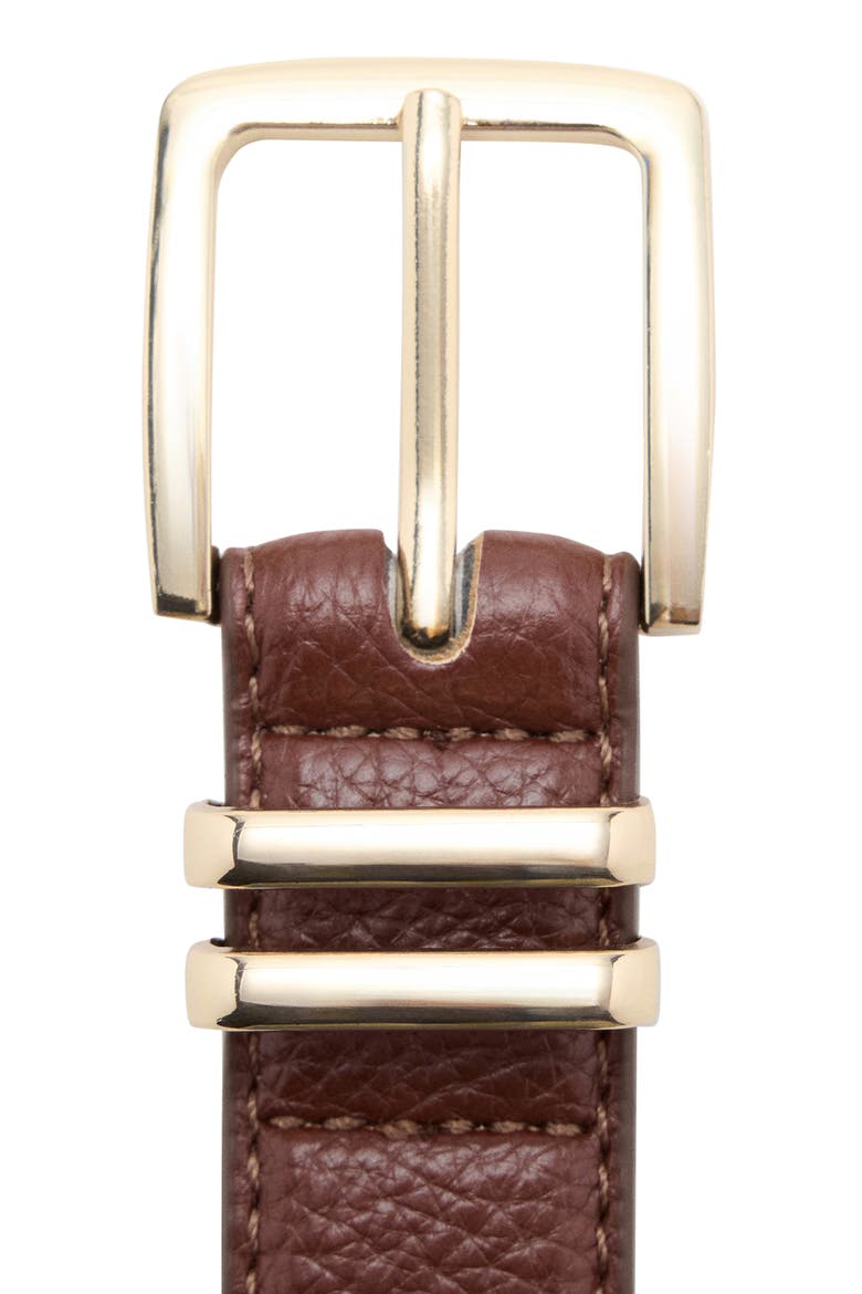 Square Buckle Faux Leather Belt, Alternate, color, BROWN