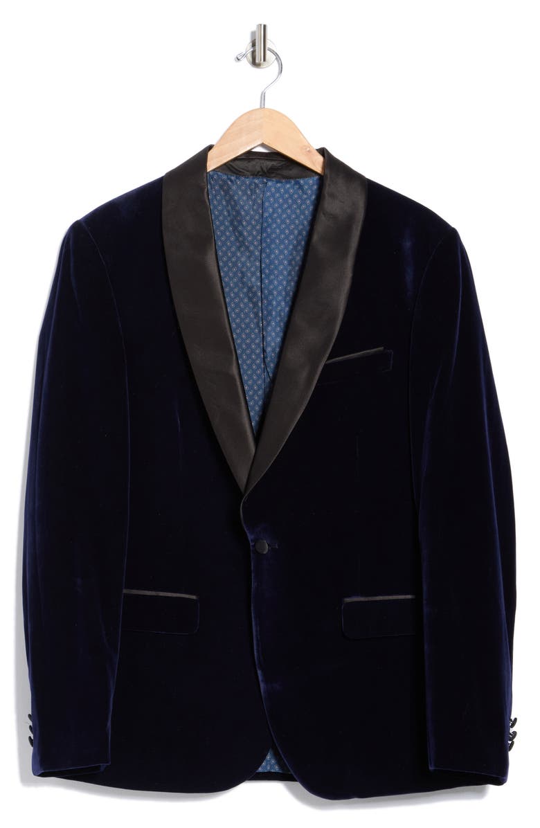 TOM BAINE Shawl Collar Velvet Dinner Jacket, Alternate, color, Navy