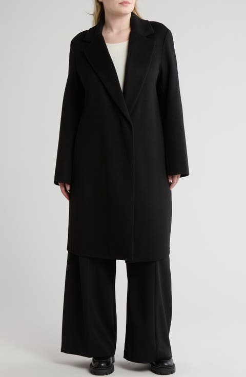 Classic Straight Wool Blend Coat (Plus)