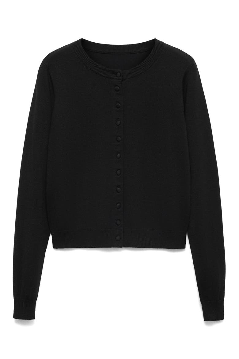 Crewneck Cardigan, Alternate, color, BLACK