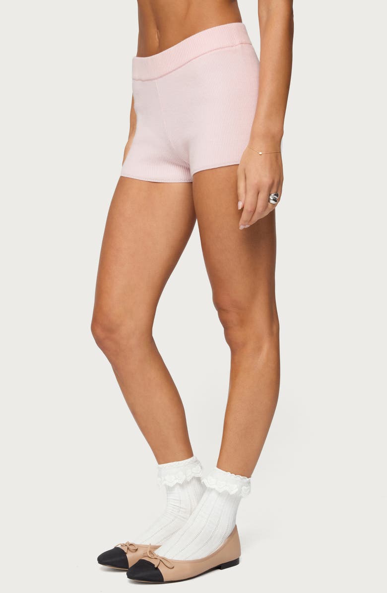EDIKTED Lorie Rib Shorts, Alternate, color, Light-Pink