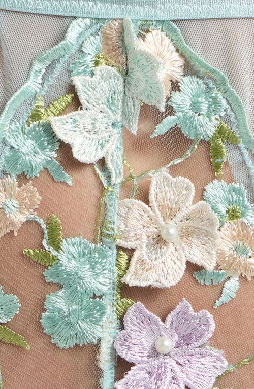 Kilo Brava Embroidered Underwire Bodysuit In Powder Blue Multi