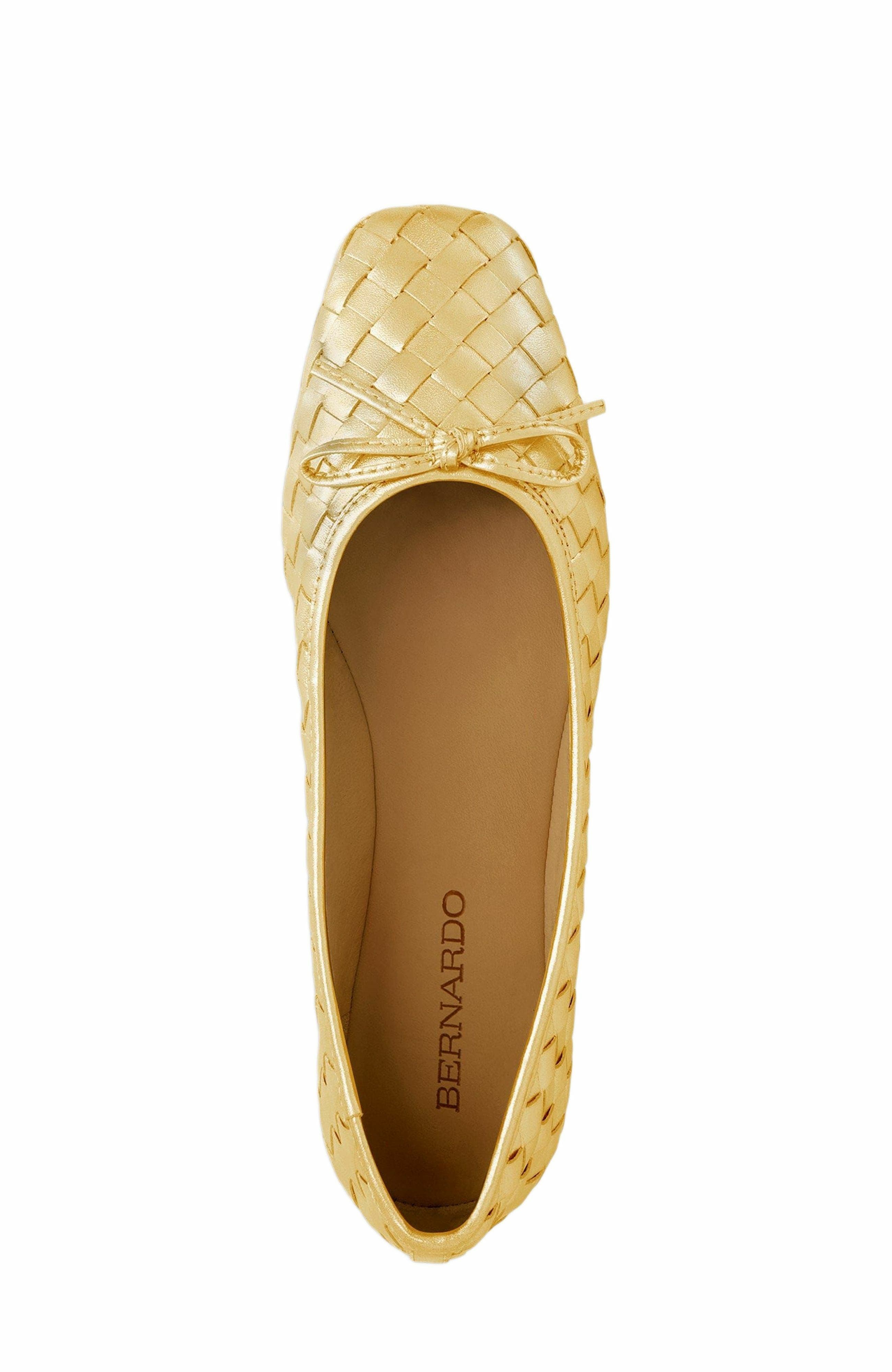 Bernardo Footwear Gwynn Woven Ballet Flat, Alternate, color, Gold