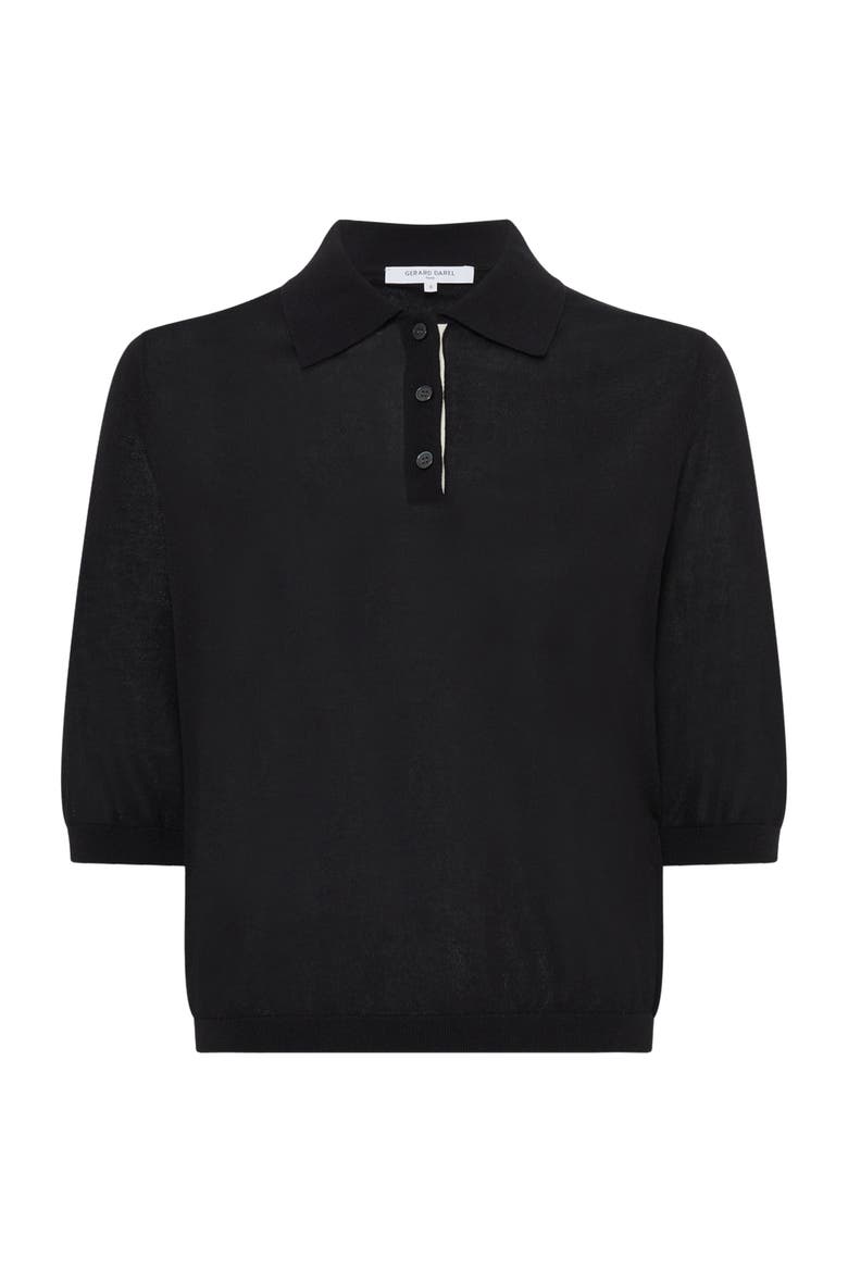 Laika Short Sleeve Knit Polo Top, Alternate, color, Black