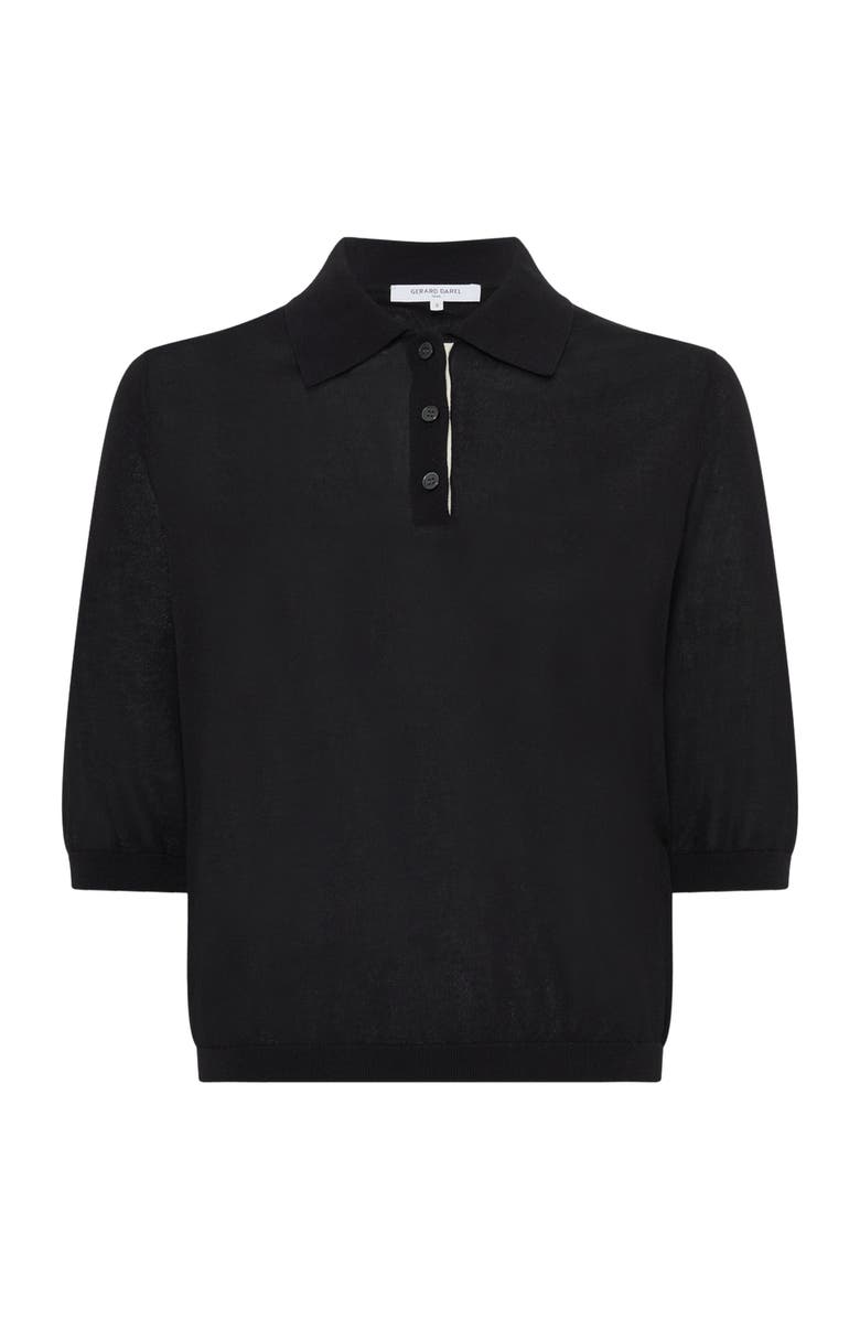 GERARD DAREL Laika Short Sleeve Knit Polo Top, Alternate, color, Black