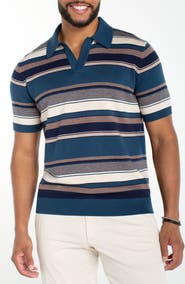 Liverpool Los Angeles Stripe Johnny Collar Polo Sweater