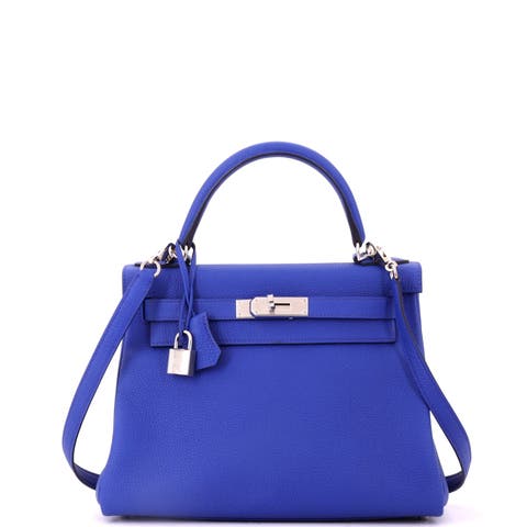 Kelly Handbag Blue Togo with Palladium Hardware 28