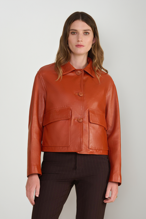 Furniq Uk Ella Leather Jacket In Brown