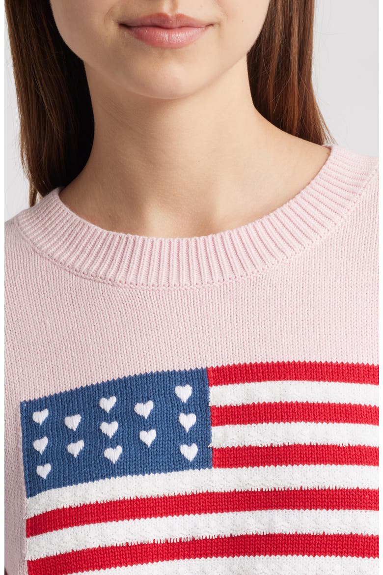 Ty Intarsia Flag Cotton Crewneck Sweater, Alternate, color, BLUSHING LIBERTY