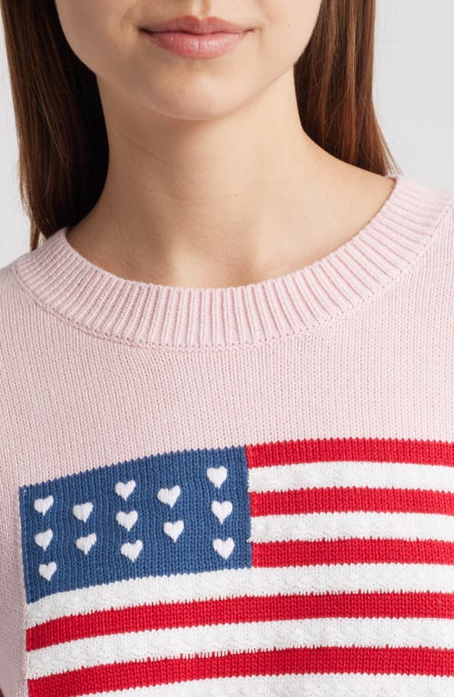Loveshackfancy Ty Intarsia Flag Cotton Crewneck Sweater