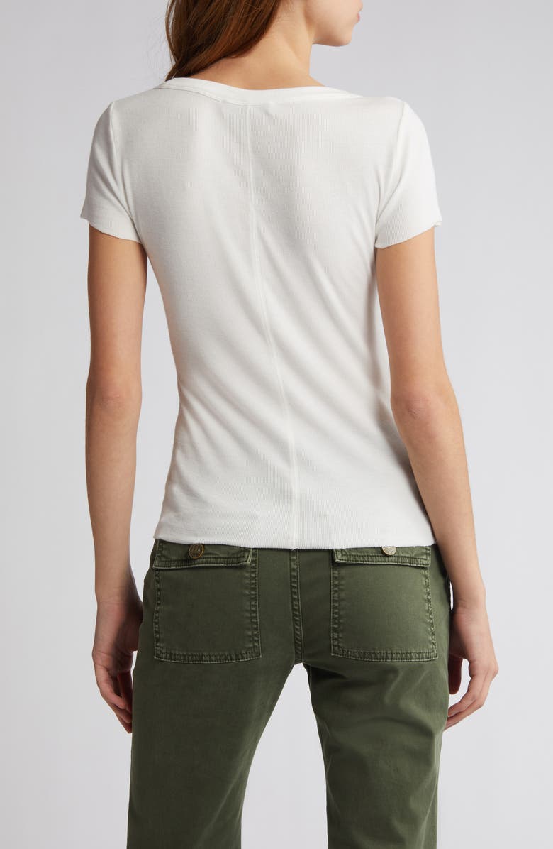 FRAME Scoop Neck Rib Baby Tee, Alternate, color, White