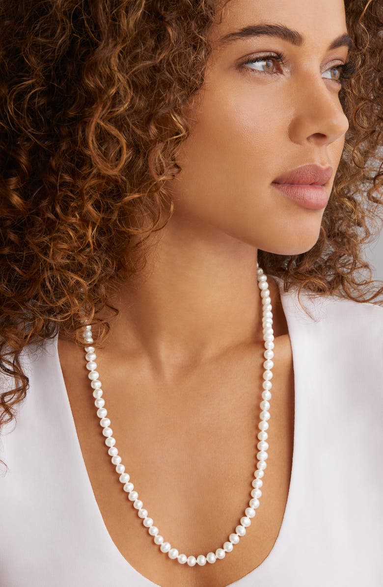 LAGOS Luna Freshwater Pearl Necklace, Alternate, color, Silver