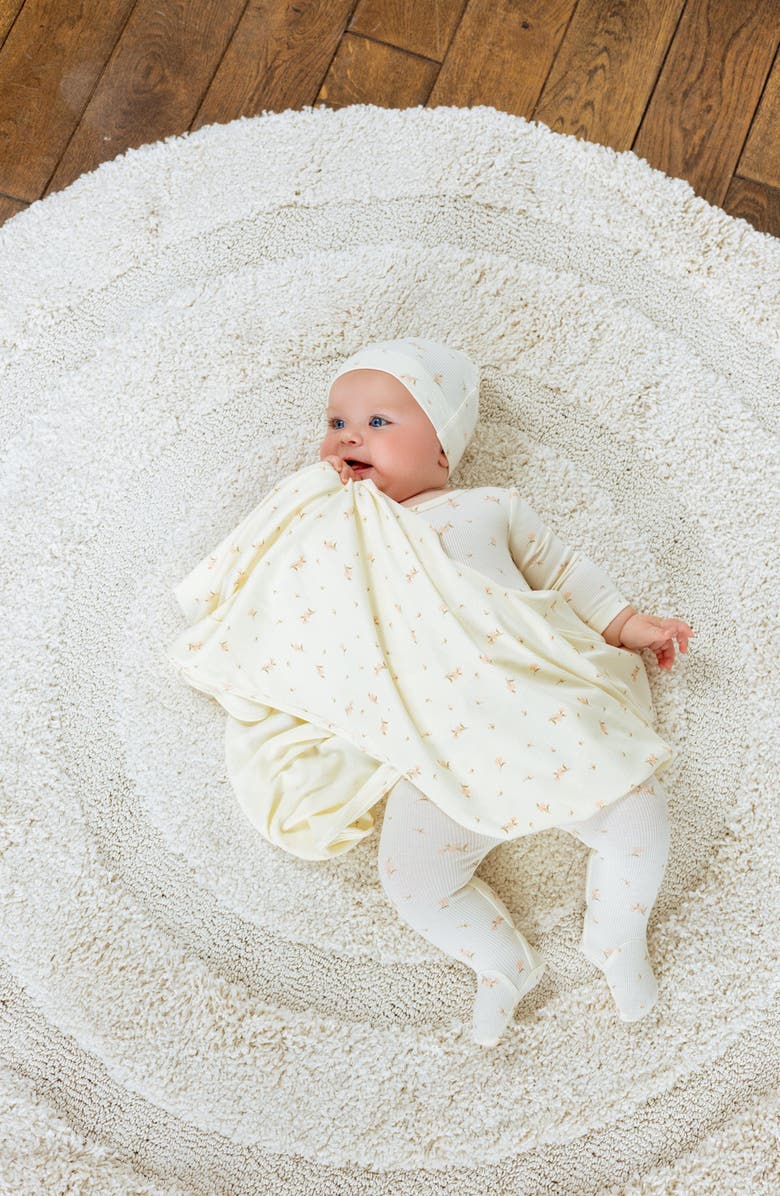 NoggiWear Ribbed Floral Beanie, Alternate, color, Floral Off-White