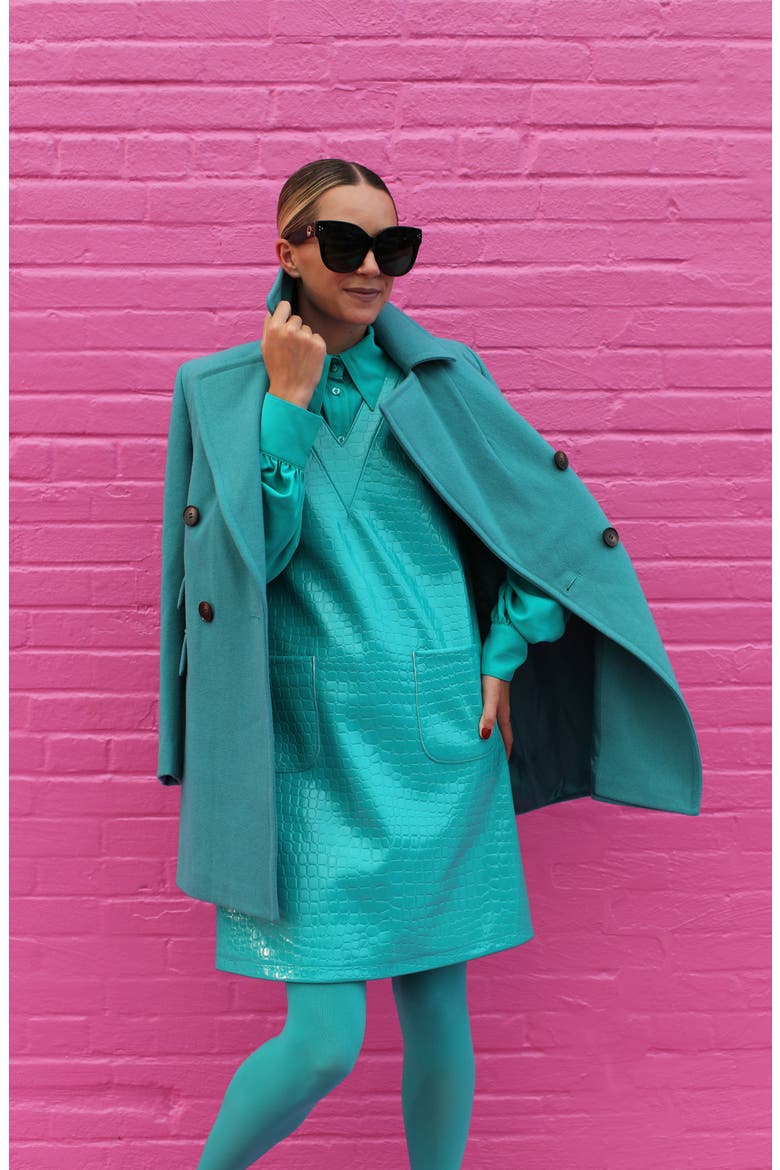 x Atlantic-Pacific Puff Sleeve Button-Up Shirt, Alternate, color, TEAL LAPIS