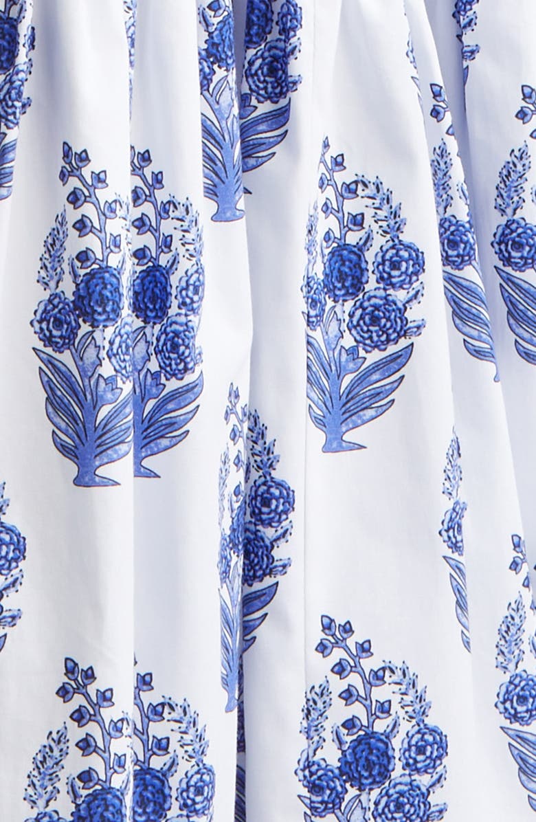 Carolina Herrera Floral Print Tiered Stretch Cotton Shirtdress, Alternate, color, White Multi