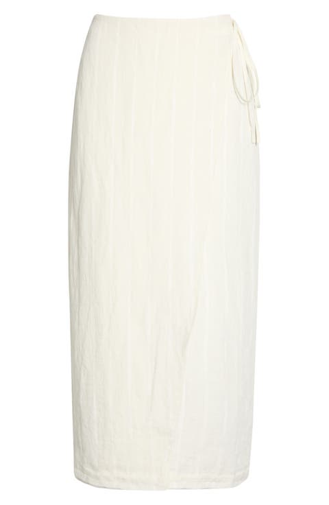 The Invisible String Linen Blend Wrap Midi Skirt