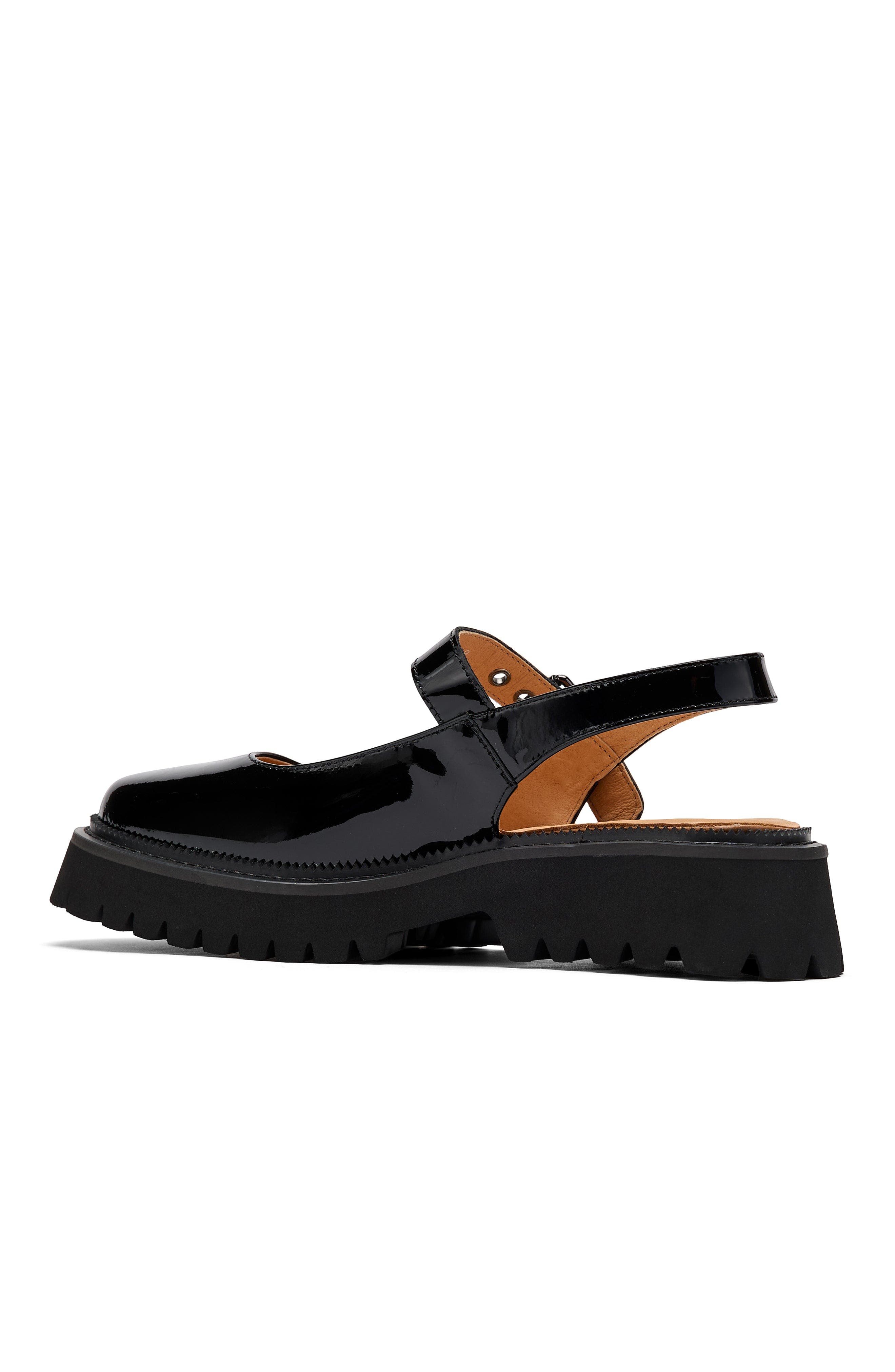 MARC NOLAN Luna Leather Mary Jane Lug Slingbacks, Alternate, color, Black