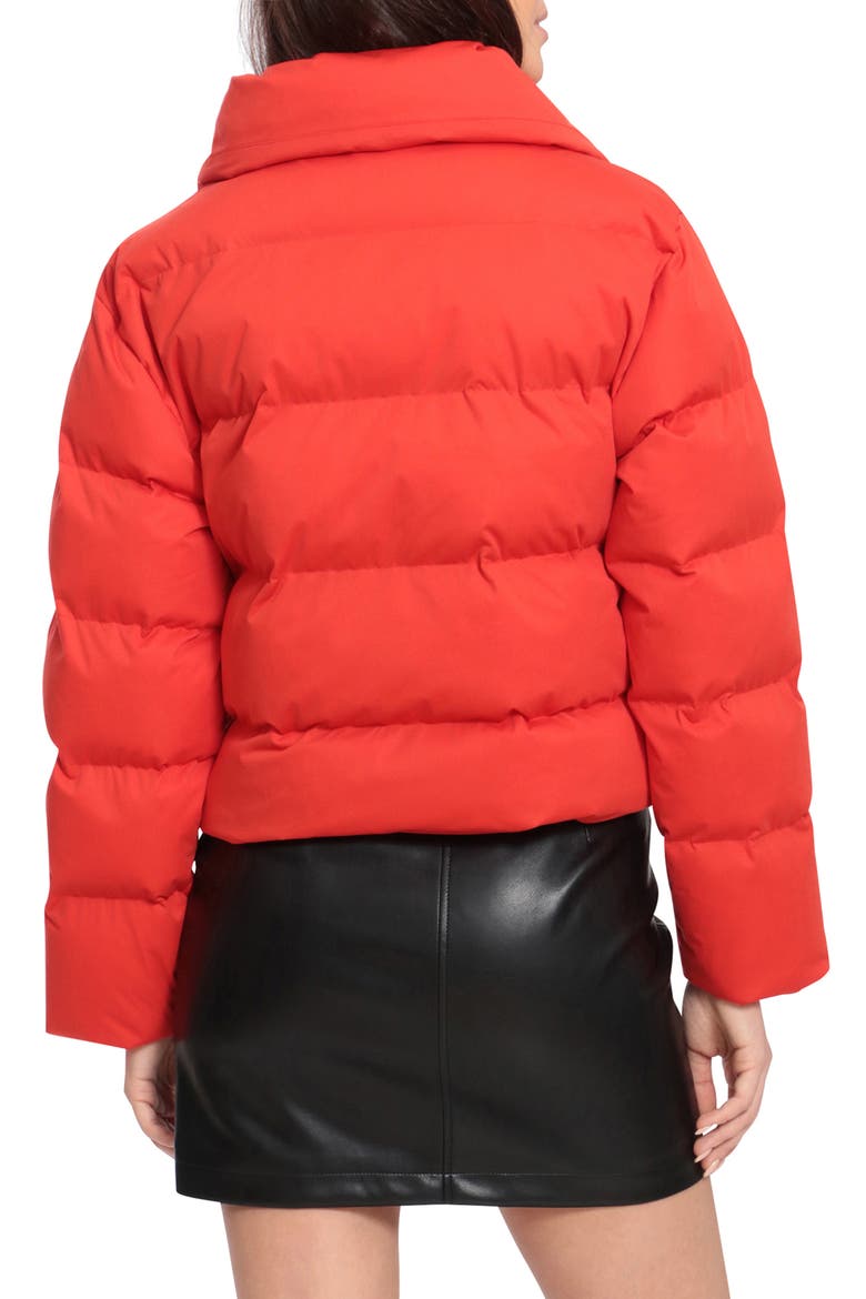Envelope Collar Water Resistant Duvet Puffer Coat, Alternate, color, SCARLET