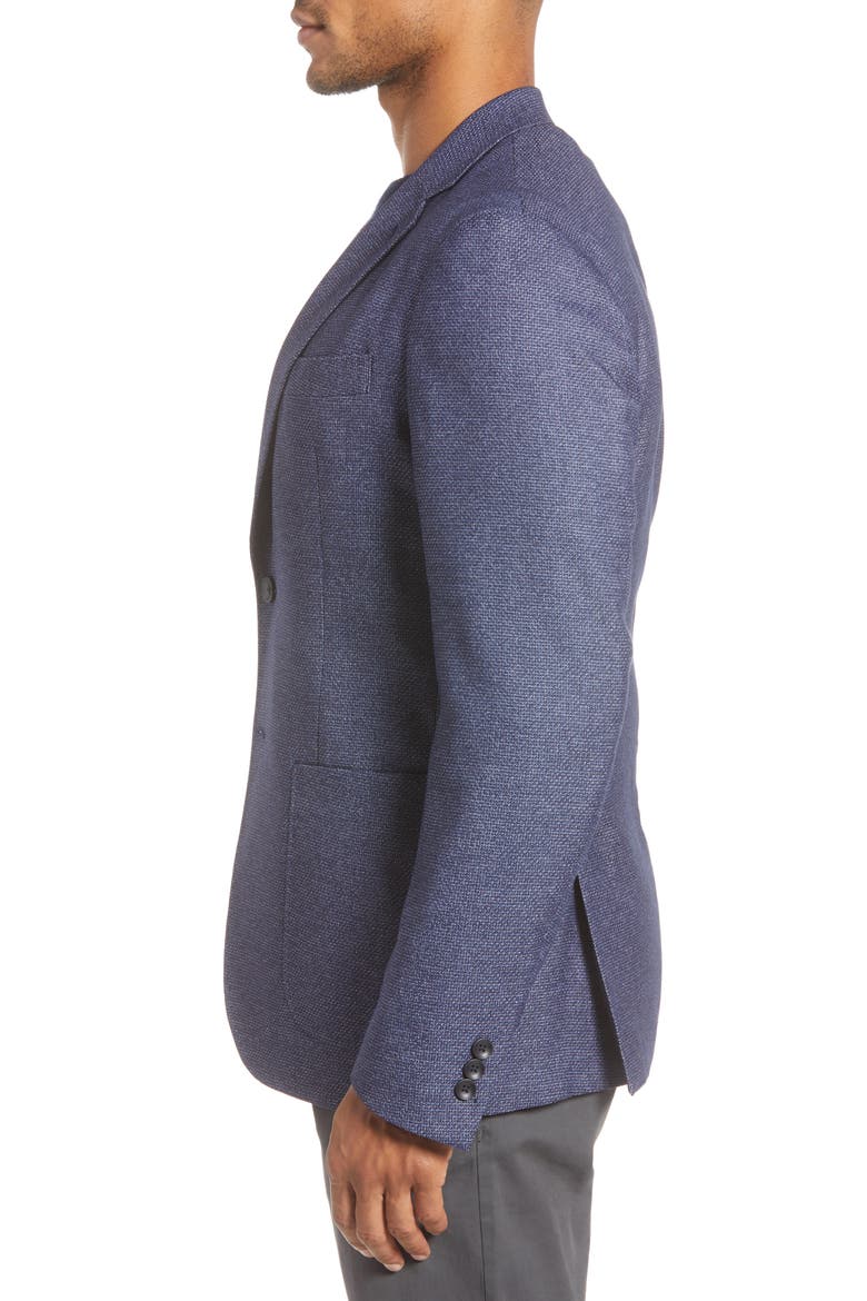 Extra Trim Fit Tweed Sport Coat, Alternate, color, INDIGO WHITE TEXTURE