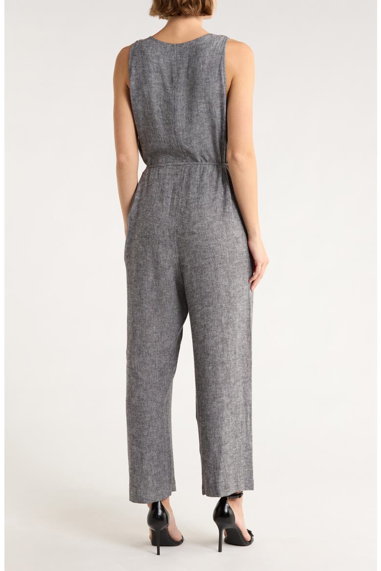 Linen Blend Jumpsuit, Alternate, color, BLACK