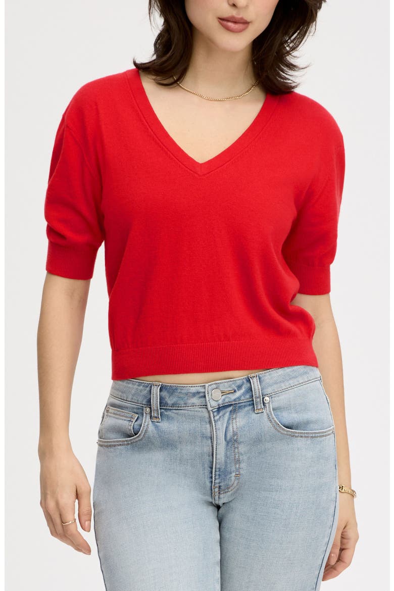 V-Neck Crop Sweater, Main, color, FLAME