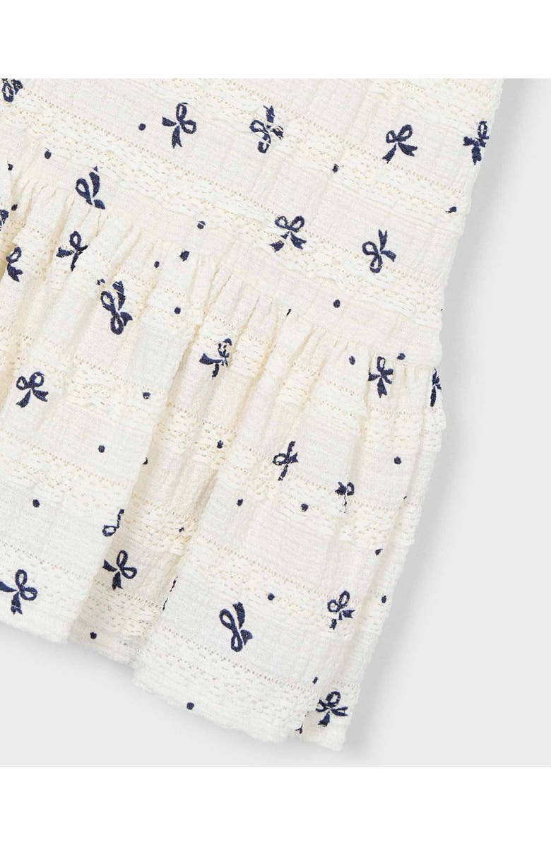 Mayoral Bow-Pattern Drop-Waist Dress, Alternate, color, White